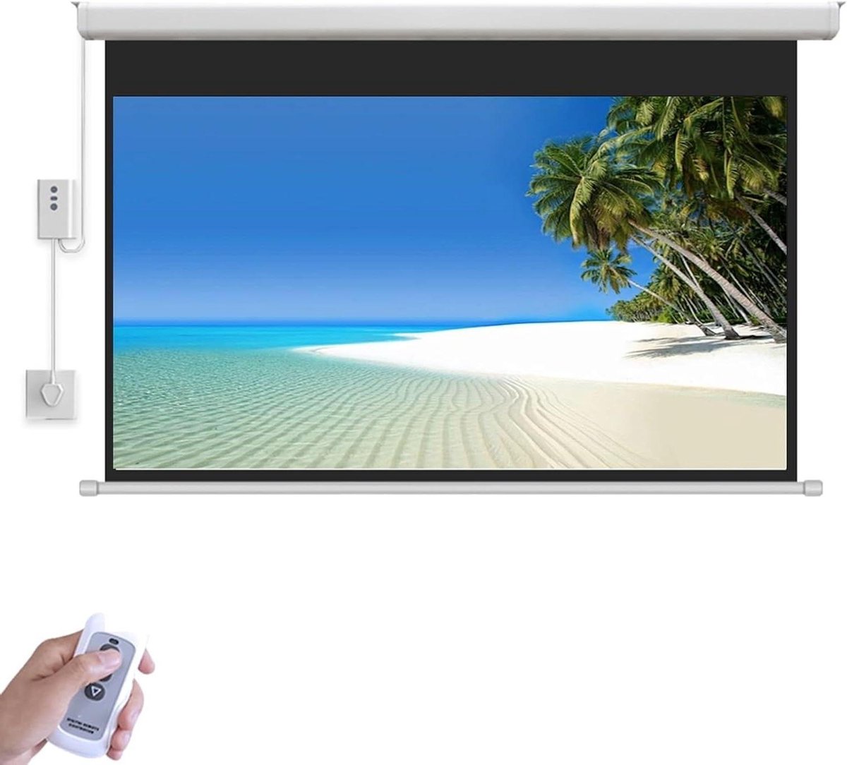 Gemotoriseerd Scherm - Elektrisch Projectiescherm - Thuisbioscoop Ervaring - 4K HD Resolutie - 16:9 Beeldverhouding - Wit