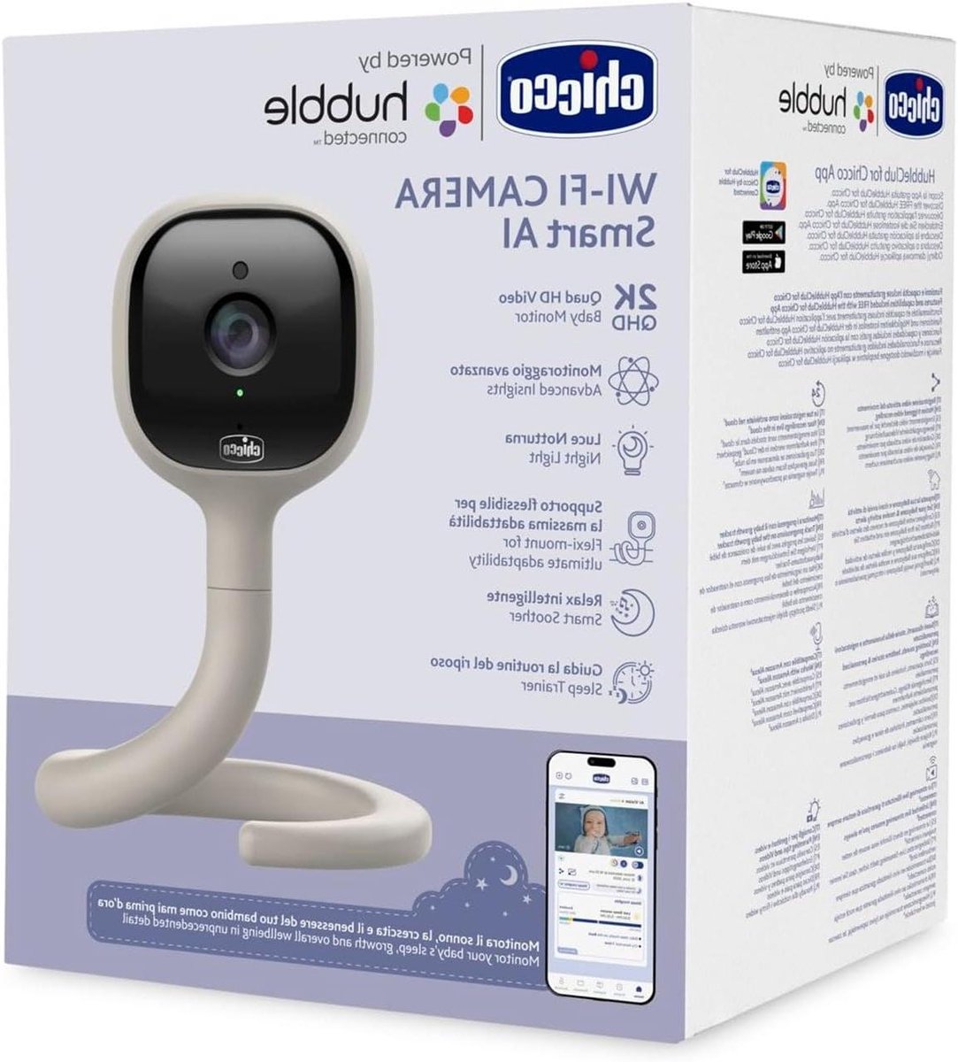 Video Baby Monitor - Slimme Camera - Baby Bewaken - AI Observatie - 2K UHD - Grijs