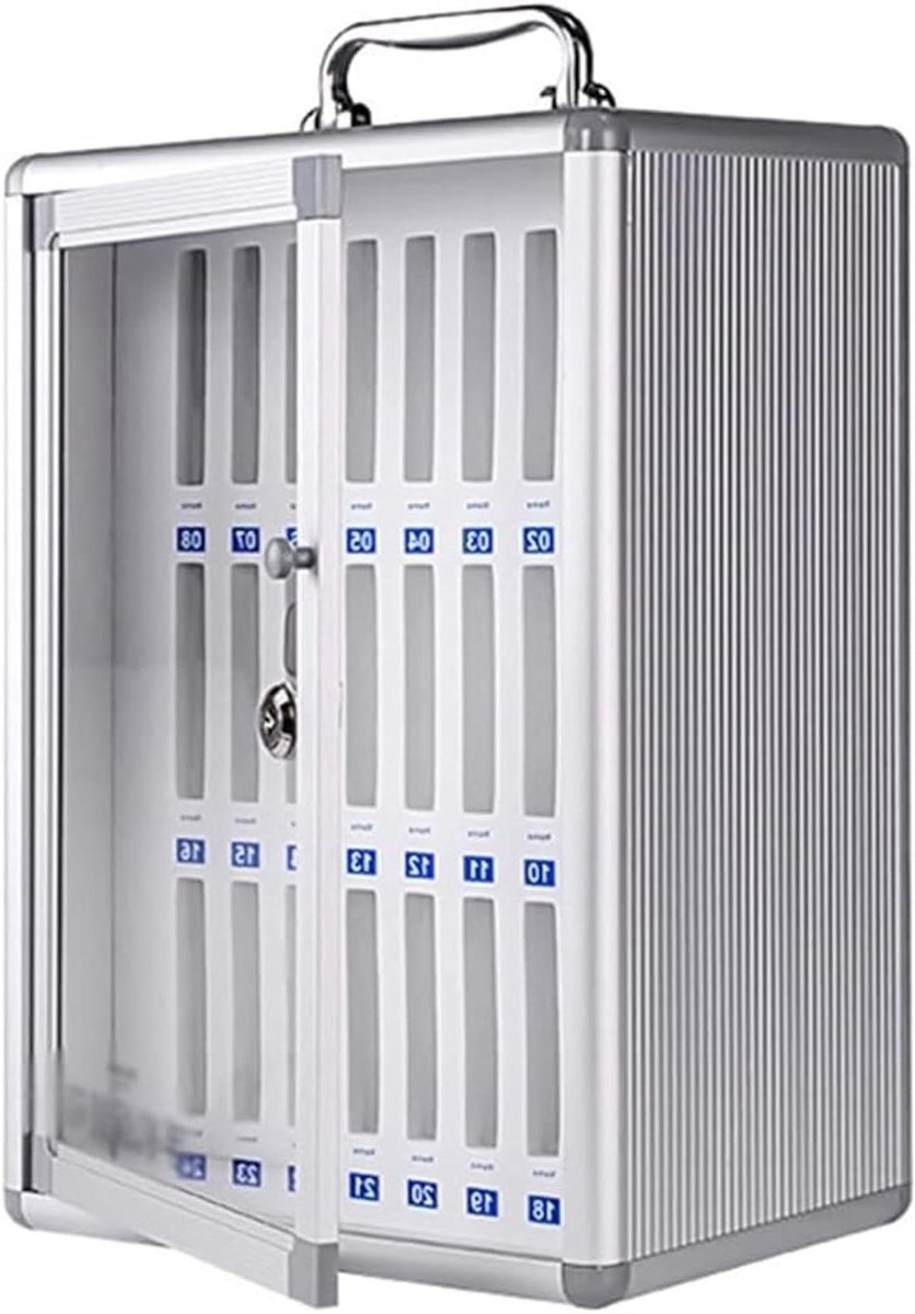 Telefoon Locker - Opbergkast Telefoons - Veilige Opslag - Genummerd Ontwerp - 24 Slots - Zilver