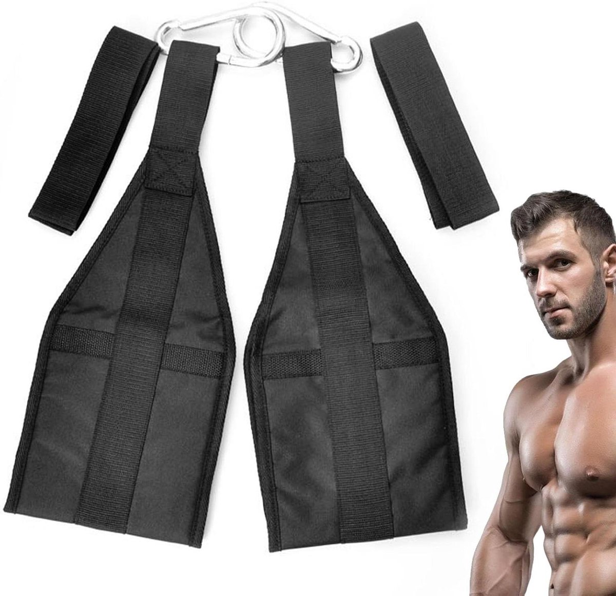 Buikriem Optrekstang - Fitnessbanden Core - Krachtige Core Training - Comfortabele Gevoerde Banden - 25 x 20 cm - Zwart