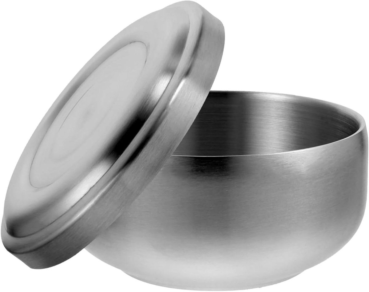 Scheerkom Roestvrijstaal - Scheerbakje Zeep - Thuis Gebruik - Ruimtebesparend Ontwerp - 11x11x6.5cm - Zilver