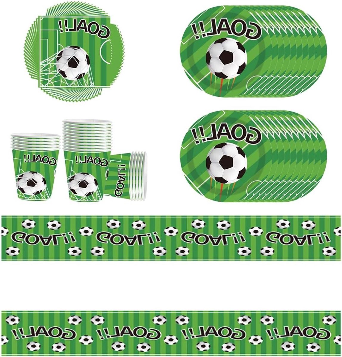 Feestartikelen - Servies Set - Verjaardag Vieren - Voetbal Thema - 61 Stuks - Groen
