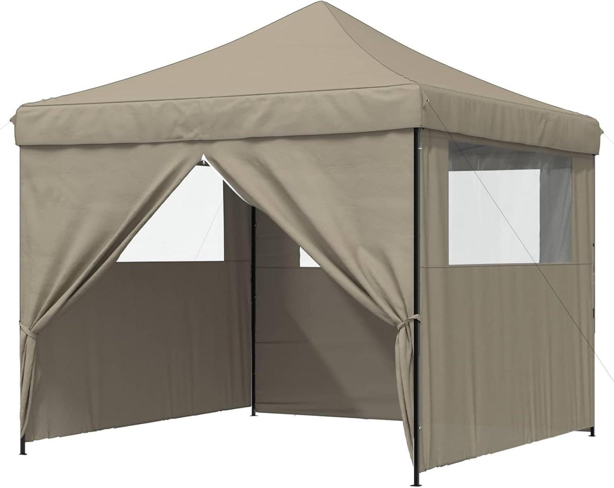 Opvouwbare Partytent - Pop-up Paviljoen - Feestelijke Bijeenkomsten - Gepoedercoat Stalen Frame - 292 x 292 x 315 cm - Taupe