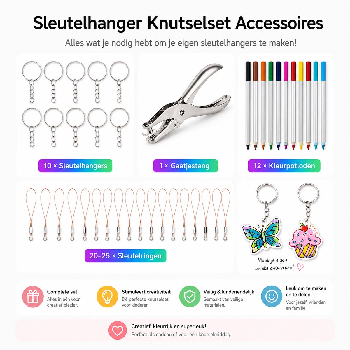 BOTC Krimpfolie set - 200-delig - Knutselen Krimpie Dimpie - Sieraden en sleutelhangers maken - Inclusief attributen en handleiding — afbeelding 5