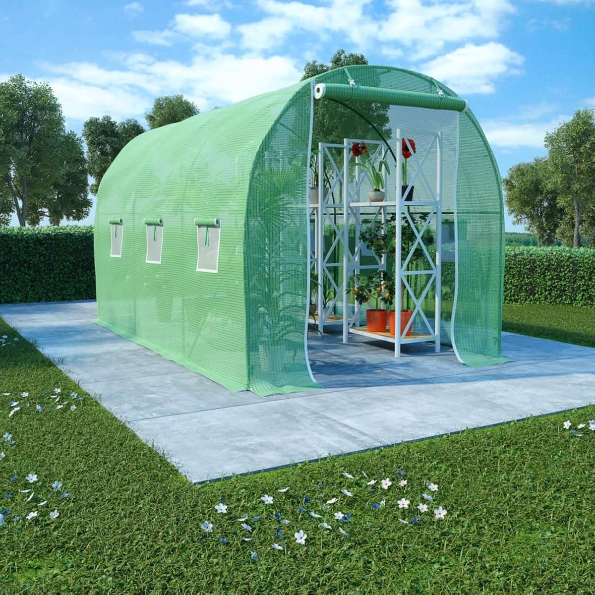 Tuinkas - Terrasbroeikas Kweekkas - Planten Beschermen - Verstevigd PE Netweefsel - 686 m² - Groen