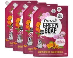 Marcel's Green Soap Universeel Wasmiddel Navulling - Mandarijn & Osmanthus - 4 x 1L - 92 wasbeurten