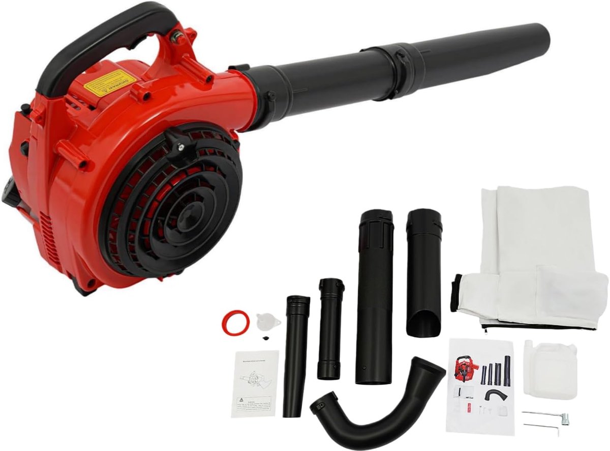 Bladblazer Tuin - Luchtblazer Krachtig - Tuin Schoonmaken - 25.4cc Motor - 0.13 m³/s - Zwart Rood