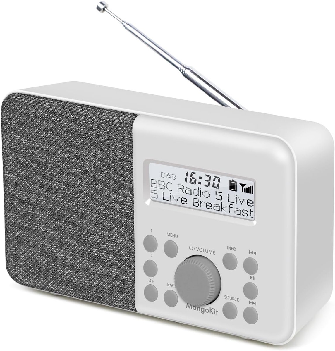 Draagbare Digitale Radio - Keukenradio Klokradio - Ontspannen Luisteren - DAB DAB+ FM - 17.5 x 5.4 x 10.6 cm