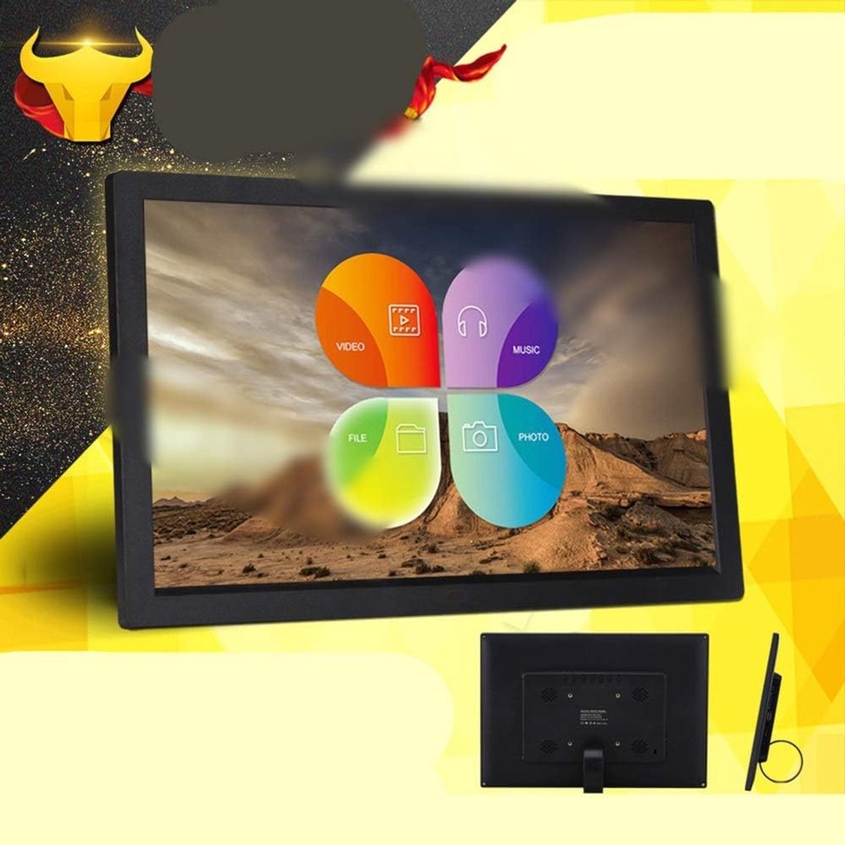 Digitale Fotolijst - Reclame Machine - Foto's Tonen - Full HD Afspelen - 17 Inch Scherm - Zwart
