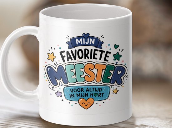 Mijn Favoriete Meester Mok Cadeau - Einde Schooljaar Afscheid Bedankje Leraar | Uniek Docent Geschenk | Leuke Vrolijke Kop Meester