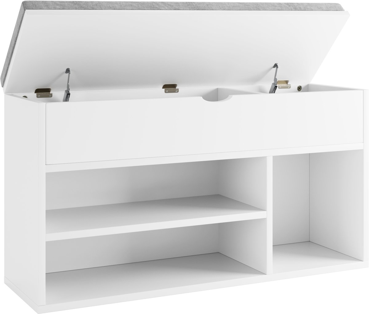 Entree Schoenenbank Met Lift-Top Opbergruimte - 2-Laags Schoenenrek - Wit - 100x30x57cm