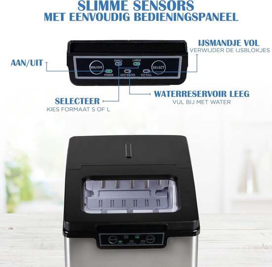 IJsblokjesmaker - IJsmachine - Dranken Koelen - Snelle Productie - 18L Tank - Zilverkleurig — afbeelding 4