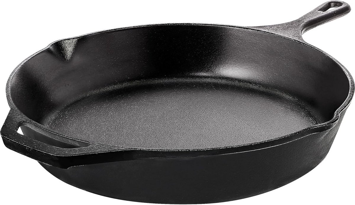 Gietijzeren Koekenpan - Voorgekruide Pan - Heerlijk Koken - Gelijkmatige Warmte - 26 cm - Zwart