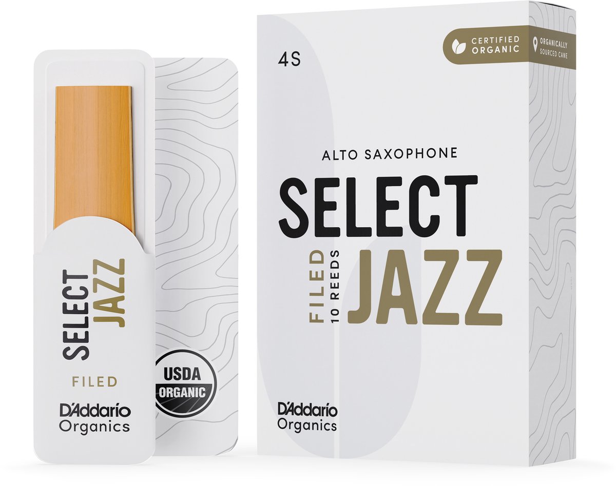 D'Addario Woodwinds Organic Sel. Jazz Filed Alt 4M, Medium, 10er-Packung - Riet voor altsaxofoon