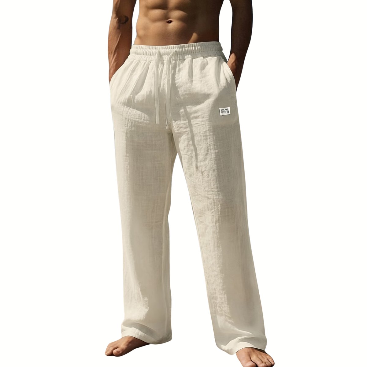 Currero Linnen Broek Heren - Zomerbroek - Volwassenen - Lange Broek - Pantalon - Strandbroek - Zomer - Ibiza Stijl - Abrikoos XL