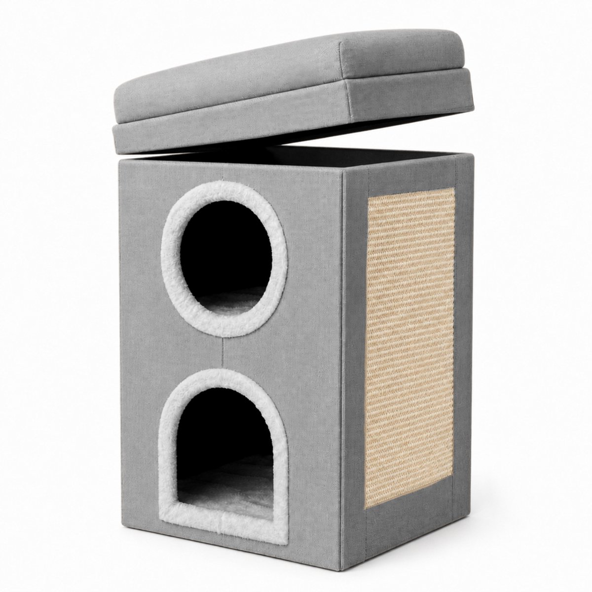 Dogeste Moko - Kattenhuis - 2-laags - Met krabgedeelte - Opvouwbaar - 3 rustplekken - Grijs