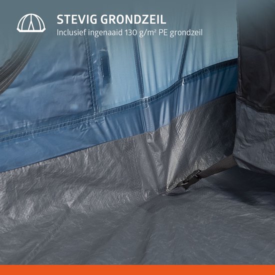 Campout 6 Persoons Familietent Koepeltent Vis-à-Vis - 2 Slaapcabines - 5000 mm Waterdicht - Grote Leefruimte - Incl. Luifel van Campout — afbeelding 2