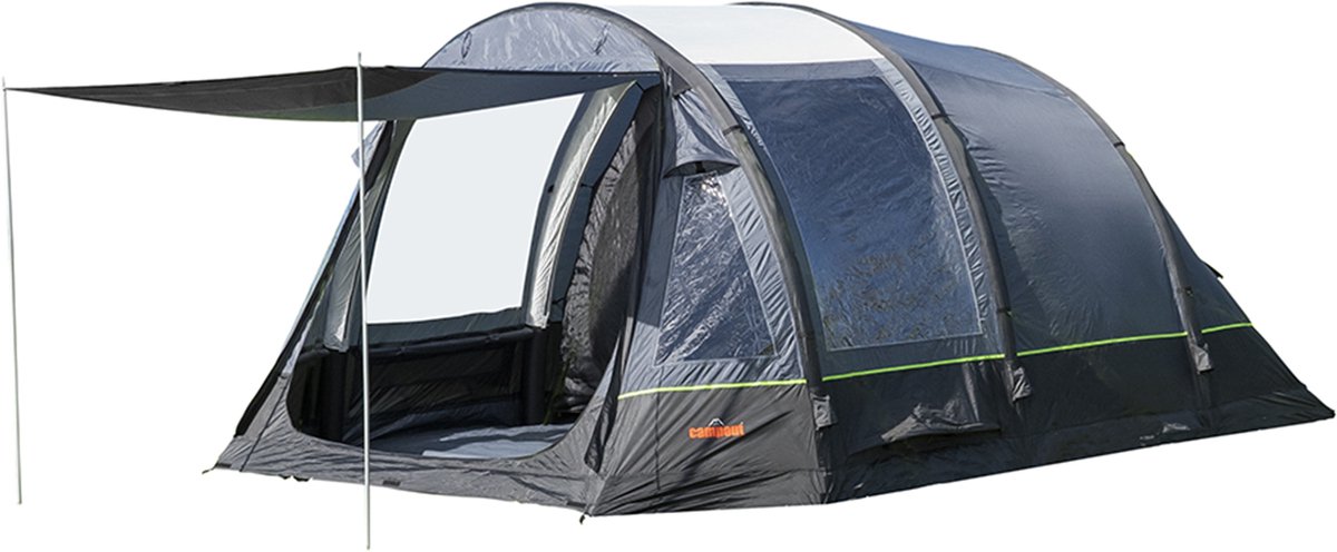 Campout 5 Persoons Familietent Opblaasbare Tunneltent – 2 Slaapcabines – 5000 mm Waterdicht – Grote Leefruimte – Incl. Pomp & Luifel