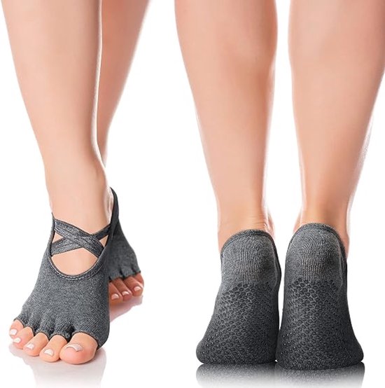 6 Paar Anti-slip Yogasokken - Yoga Sokken Antislip Dames - Teensokken - Danssokken - Sportsokken - Sportsokken met open teen - Gripsokken Pilates Yogasokken - Pilatessokken - Yoga - Yogasok - Voor ballet, dans en workouts — afbeelding 4