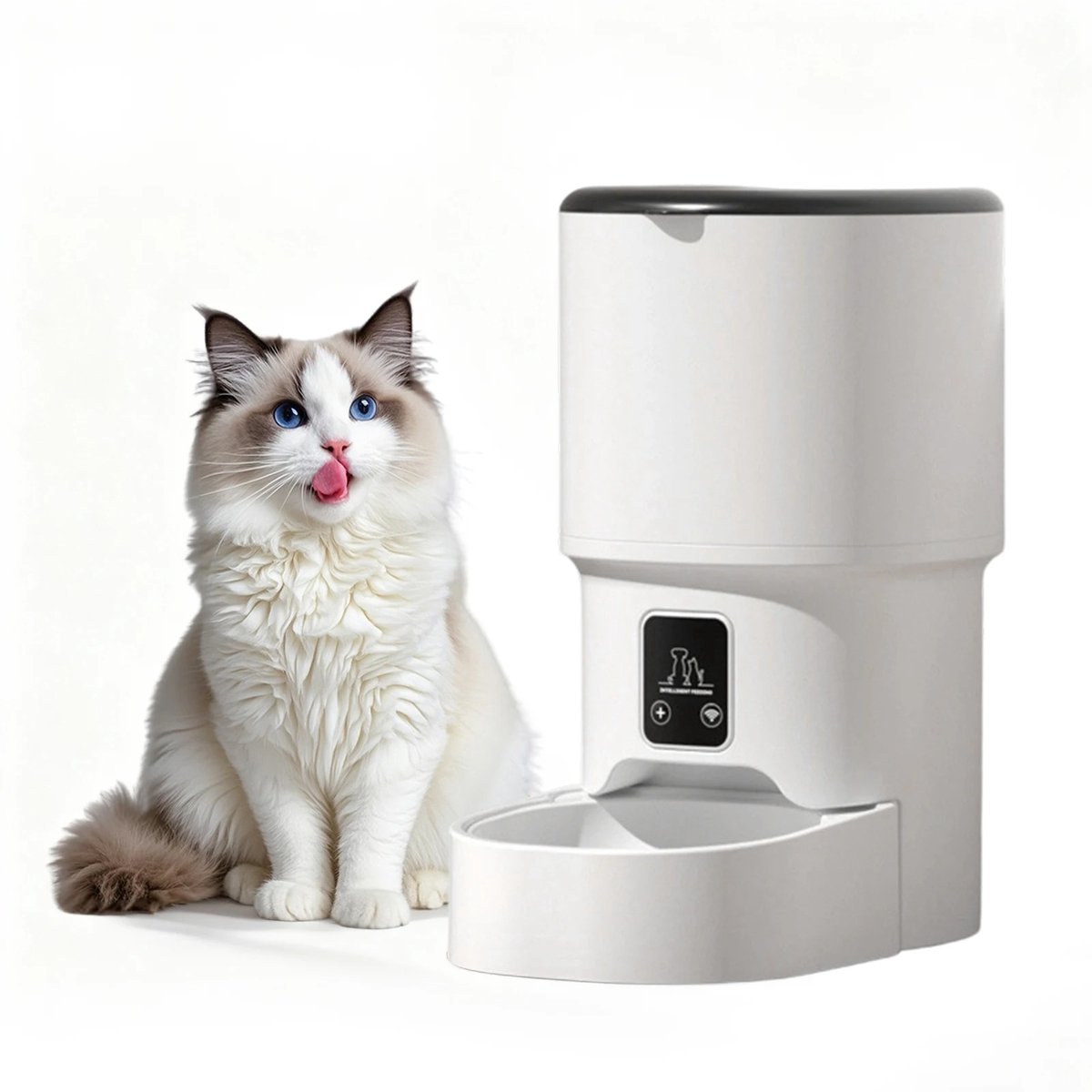 Geargalaxy Automatische Voerbak - Voederautomaat - Voedingsdispenser - Huisdier Voerautomaat - Katten- & Hondenvoerbak - 4L - Wit