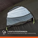 Ventilatieopening met muggengaas in de tent.