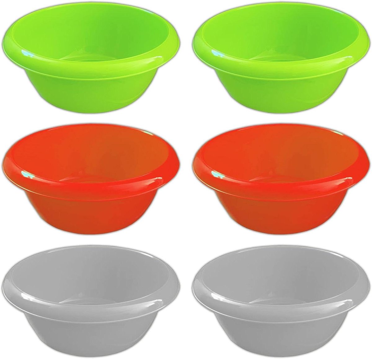 Plastic kommen set - Mengkommen kunststof - Voorbereiden van maaltijden - Vaatwasmachinebestendig - 6 stuks 19 liter - Multicolor