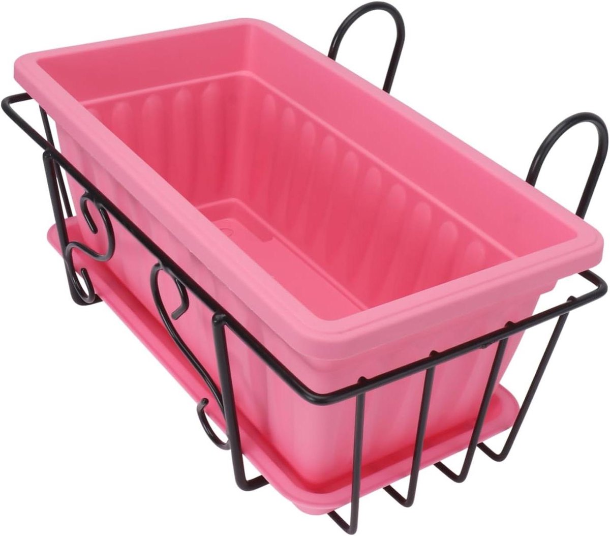 Bloemenrek Met Bakken - Plantenhouder - Balkon Decoratie - Ruimtebesparend Ontwerp - 35x19cm - Roze