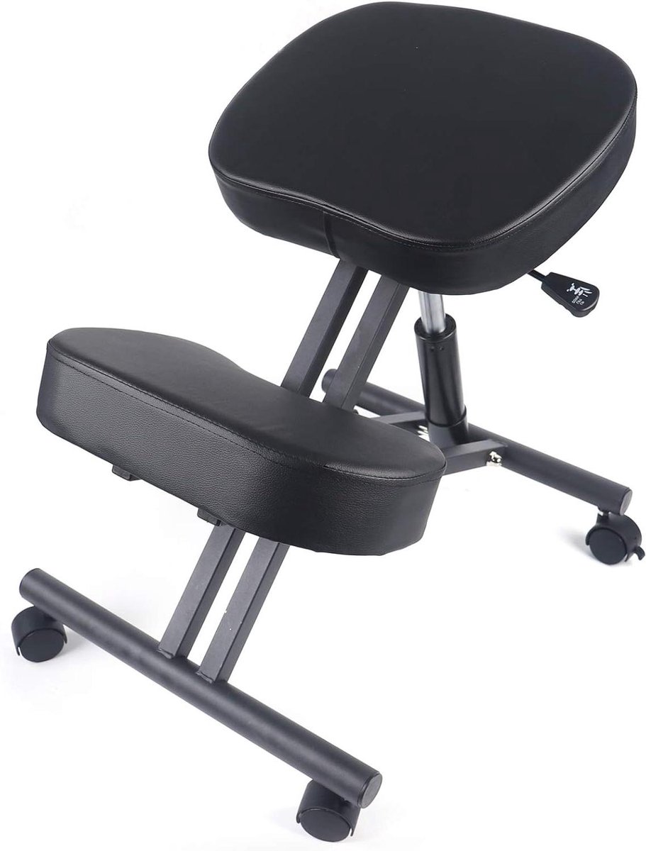 Ergonomische Kniekruk - Houdingsstoel Zadel - Comfortabel Werken - Verstelbare Hoogte - 70cm x 46cm - Zwart