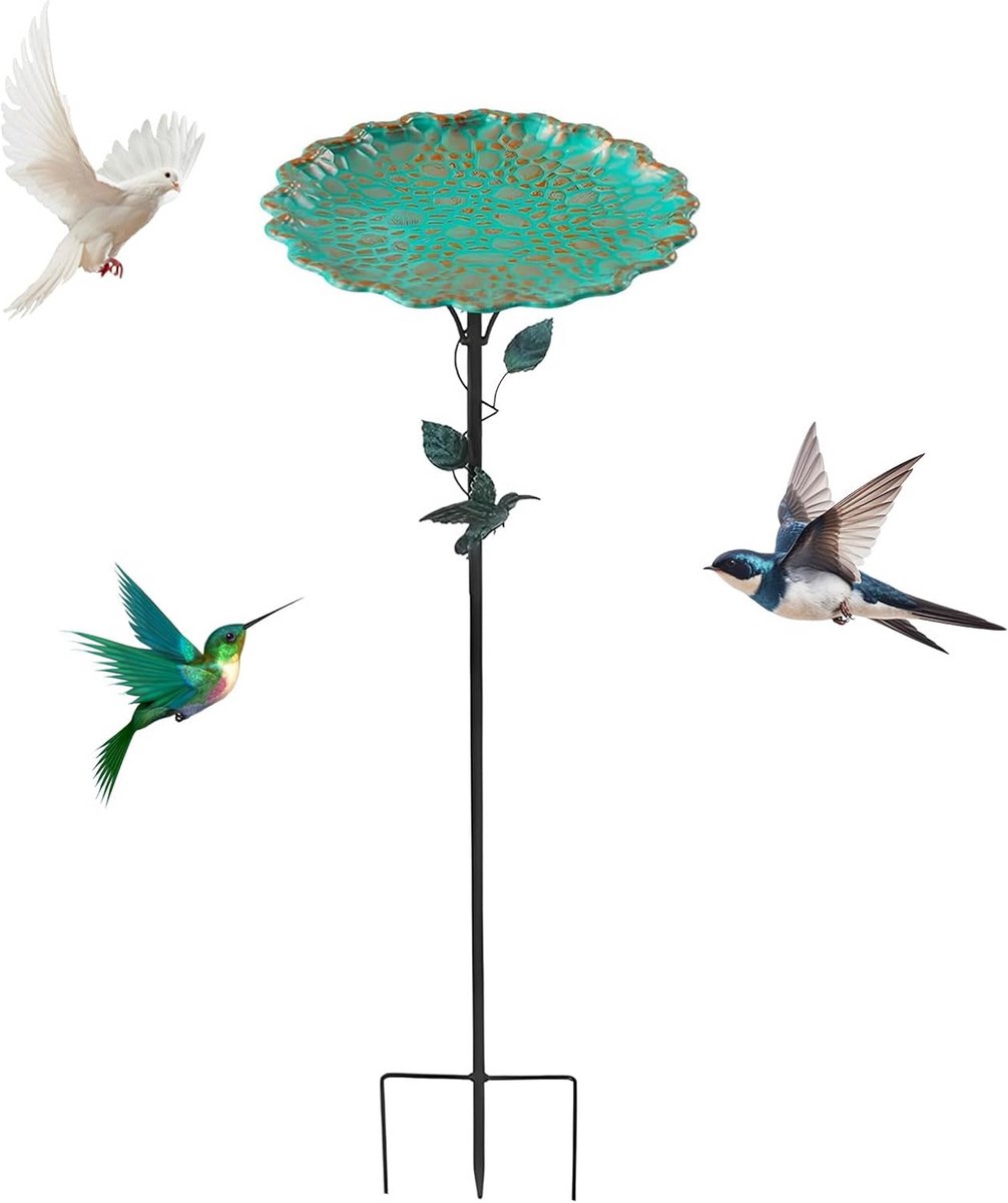Vogelbad - Waterbad Tuin - Vogels Voeren - Vorstbestendig Ontwerp - 26 x 77 cm - Grijs