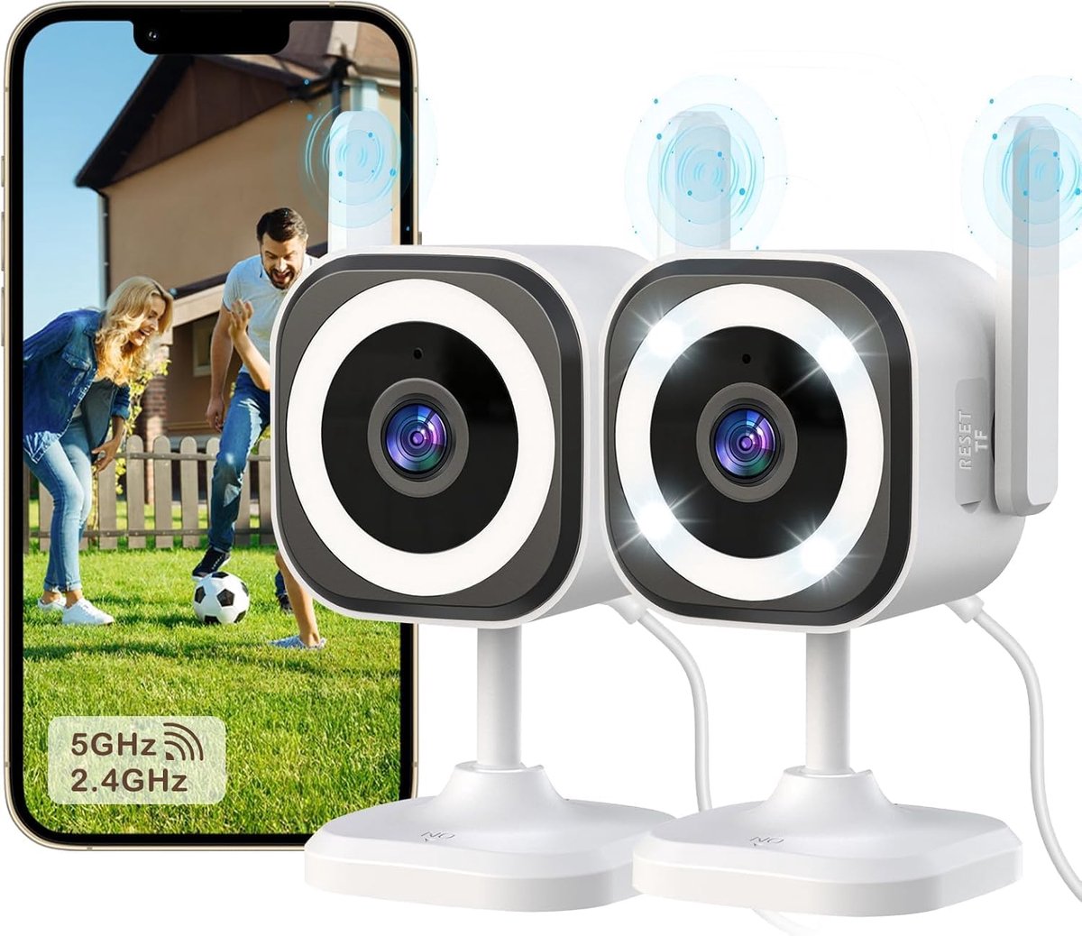 Beveiligingscamera Binnen Buiten - WIFI Camera - Huisbewaking - 3x Optische Zoom - 13 cm Hoog - Wit