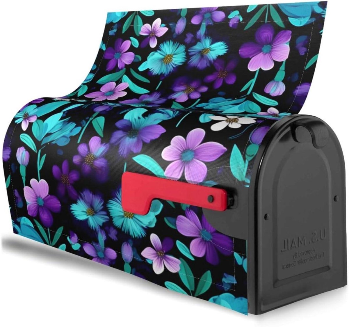 Brievenbus Cover - Brievenbushoes Decoratie - Buiten Huis Decoratie - Magnetische Bevestiging - 46 x 53 cm - Paars Groenblauw