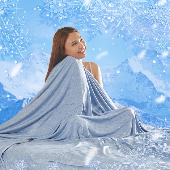 Koeldeken 150 x 200 cm- Verkoelend dekbed - Cooling Blanket - dunne zomerdekbed - Absorberend, Fris en Luchtig - Zomerdekbed - Zelfkoelende Deken - Geschikt Voor Mensen Tijdens Slapen, Bed, Bank en Reizen - blauw