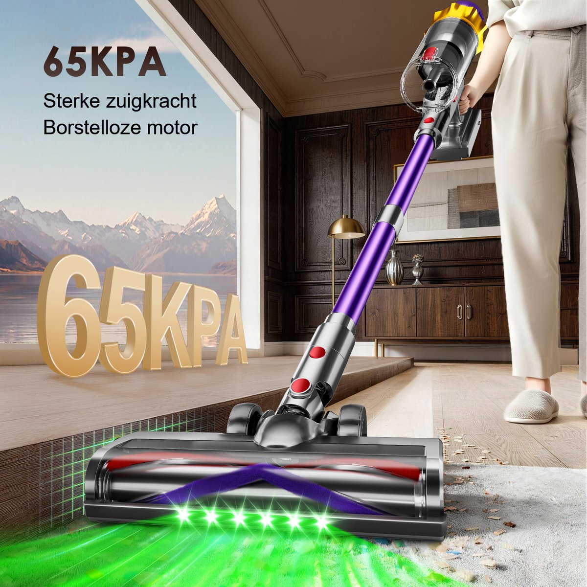 Elekiatech - Steelstofzuiger Draadloos - 65000Pa - 70 Min Gebruikstijd - 8-in-1 Filtersysteem - Paars – foto 4