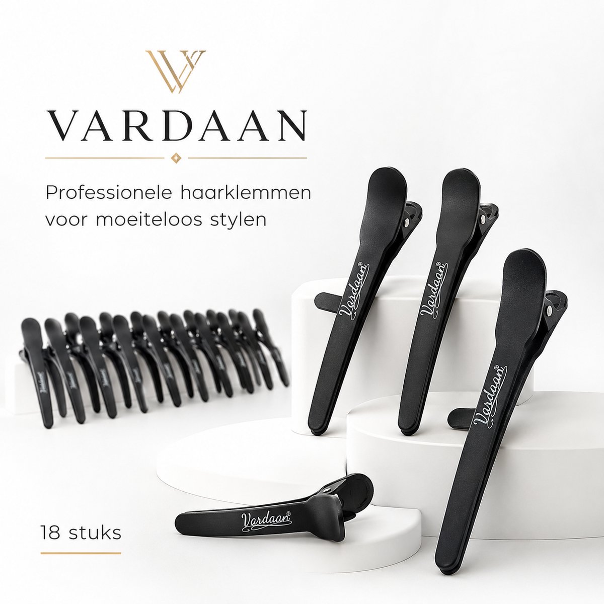 Vardaan Haarklem 18 Stuks Zwart – Haarklemmen – Grote Haarklem – Haarklem Zwart – Afdeelklemmen – Kappersklem – Professionele Haarklemmen – Krokodillen Haarklem – Haircrips – Afdeel Klem – Stevige Klem – Salon – Kappers Klemmen – Anti-Slip Klem
