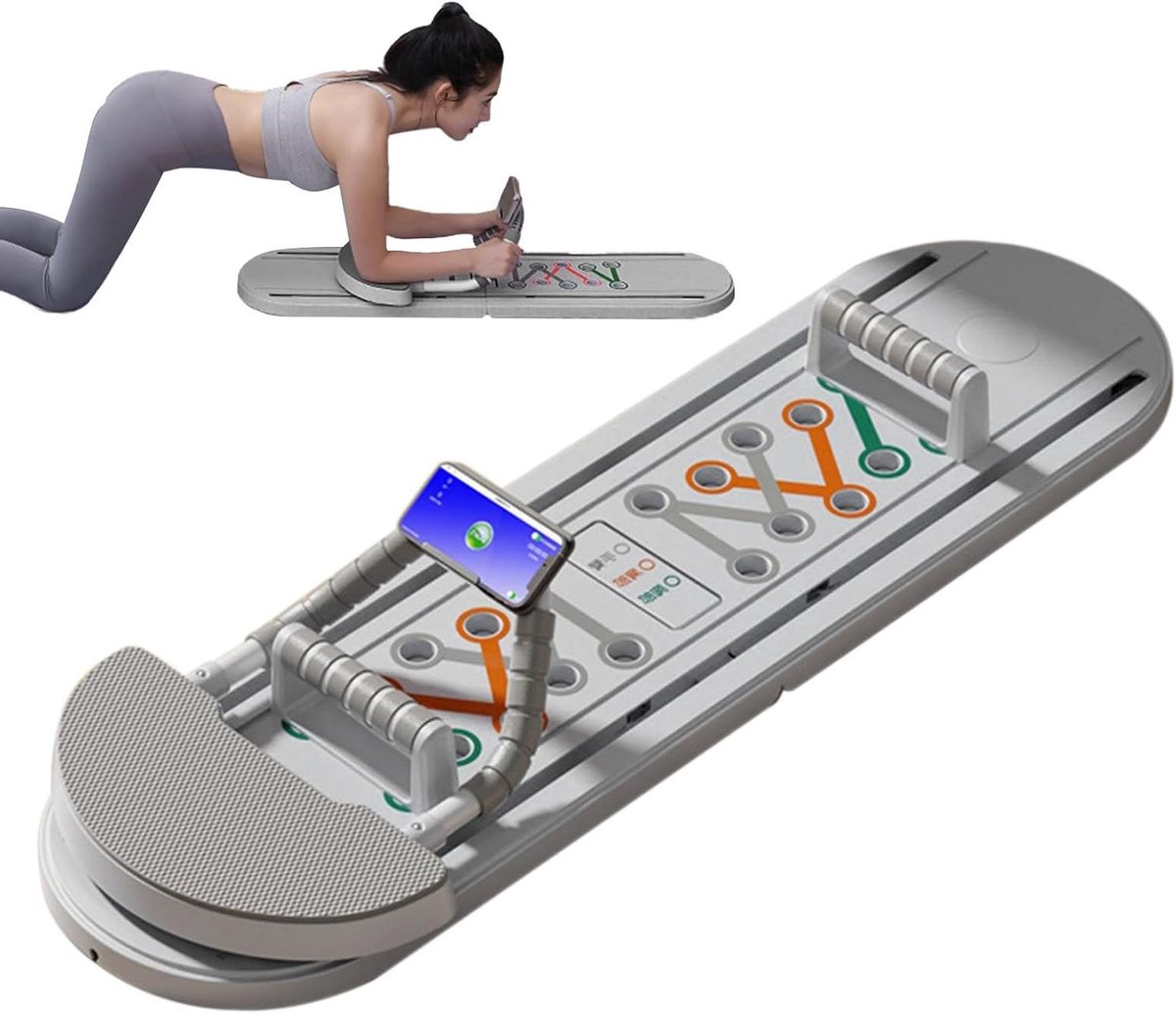 Pilates board - Thuis sportapparaat - Full body training - Snel vouwsysteem - 108 cm - Grijs