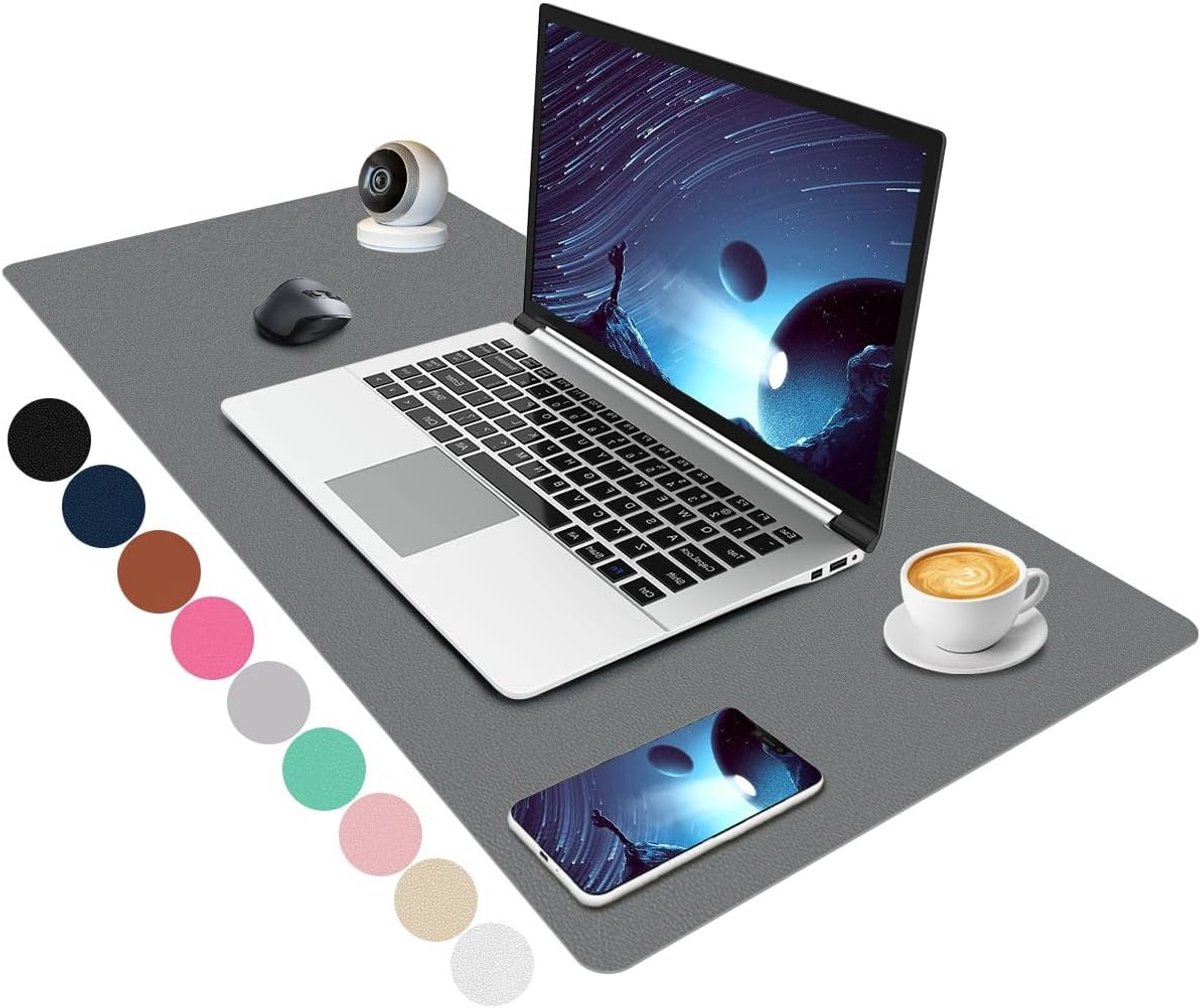 Grote Grijze Niet-Slip Bureau Mat van PU Leer - Waterdichte Bureau Bescherming en Schrijfmateriaal voor Thuis en Kantoor (80x40cm)