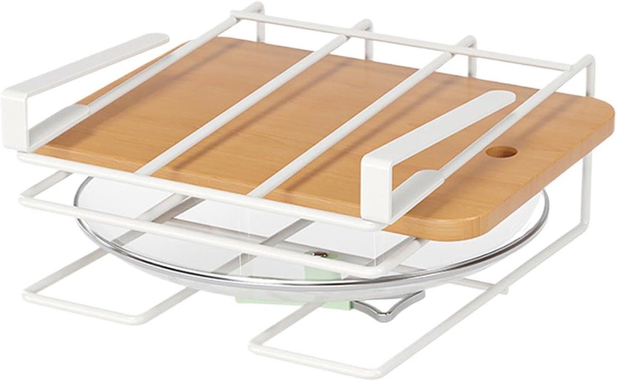Organizerrek - Dekselhouder - Keuken Ordenen - Ruimtebesparend Ontwerp - 25 x 20 x 10 cm - Wit