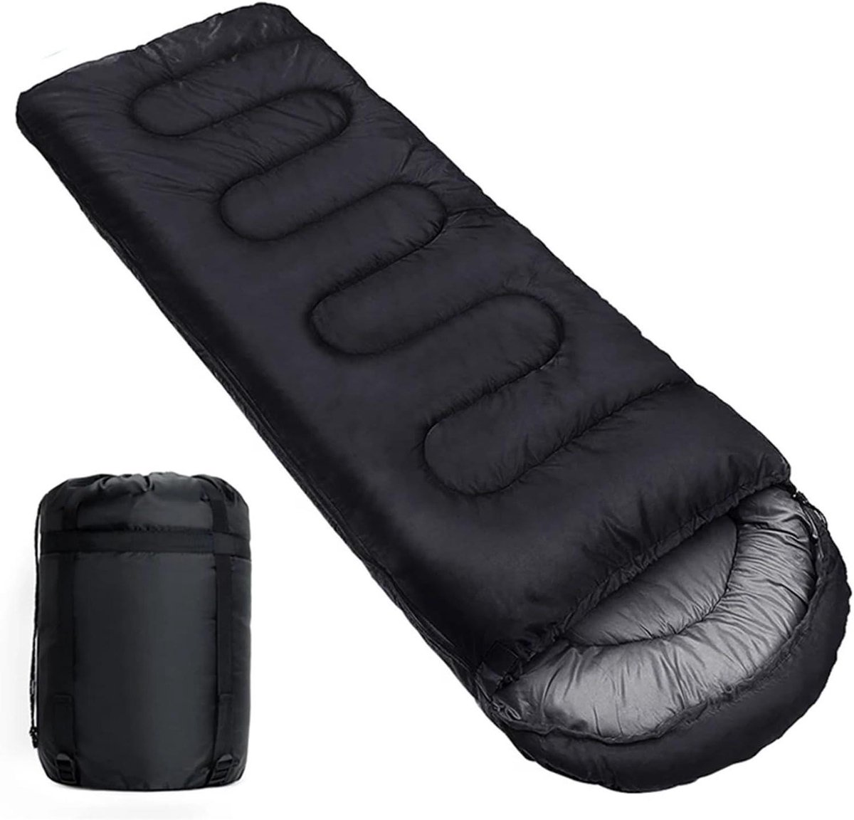 Kampeer slaapzak - Outdoor mummie - Buiten slapen - Lichtgewicht ontwerp - One size - Zwart