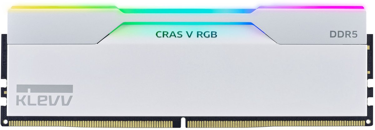 KLEVV Cras V RGB 64GB (2x32GB) 6400MHz CL32 INTEL XMP 3.0 – AMD EXPO DDR5 Heatsink Briljant Wit Ram (KD5BGUA80-64A320J)