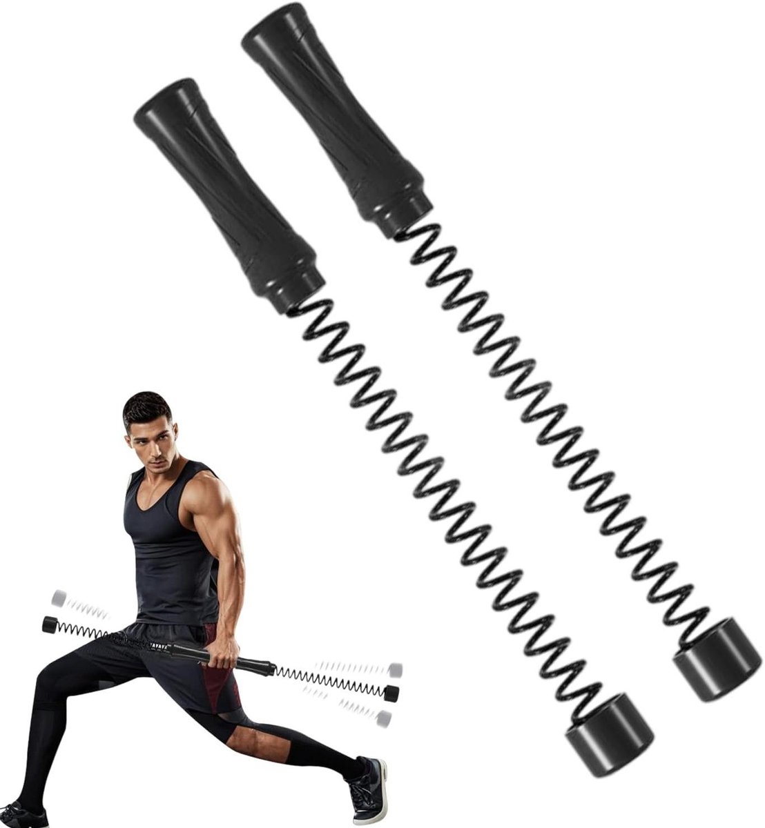 Trainingstouwen - Fitness Touwen - Krachttraining Thuis - Afneembare Gym Accessoires - 1 meter - Zwart