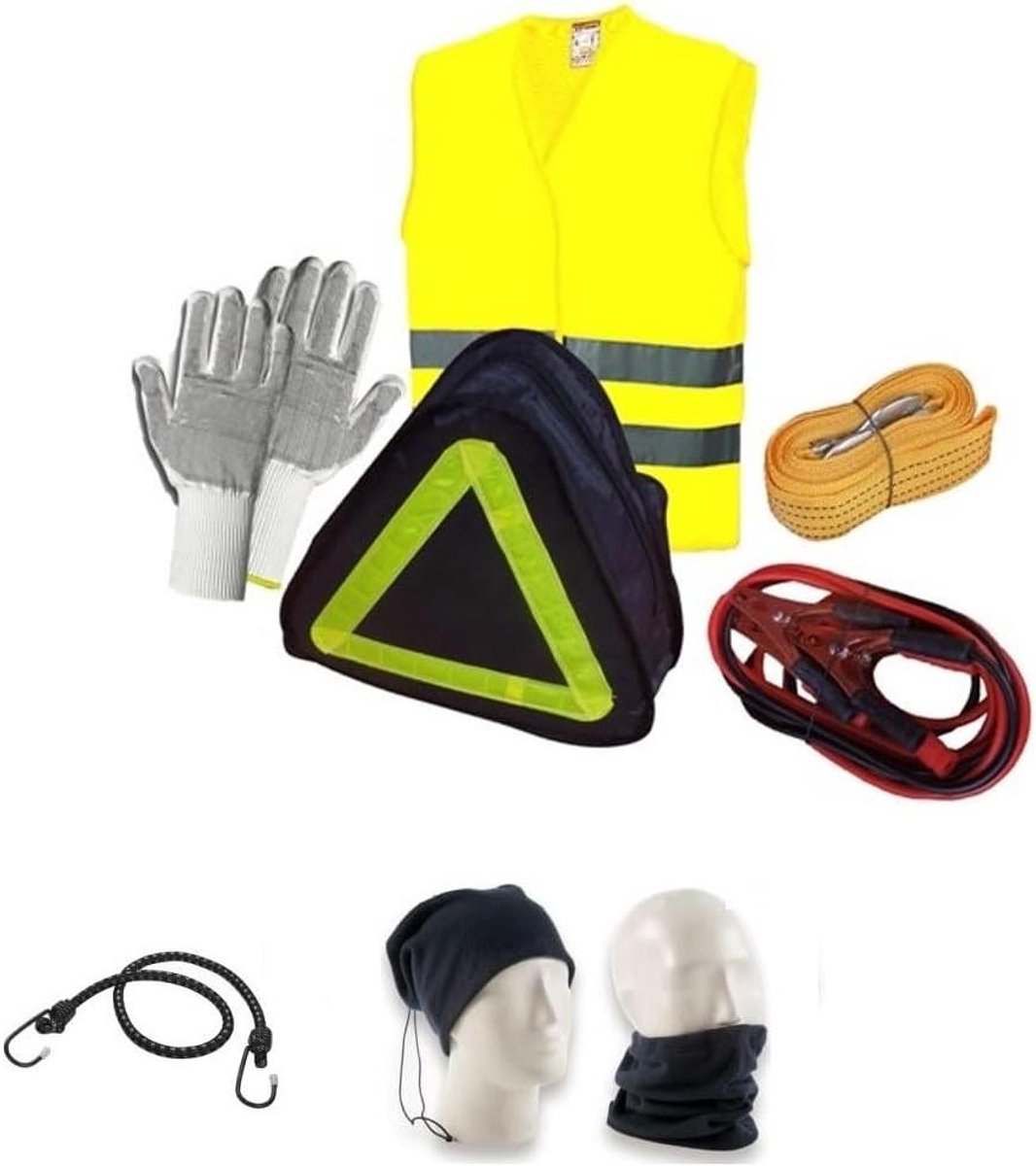 Noodset Auto - Veiligheidskit Motor - Weg Hulp - Compleet Uitgerust - 3 Meter Touw - Oranje