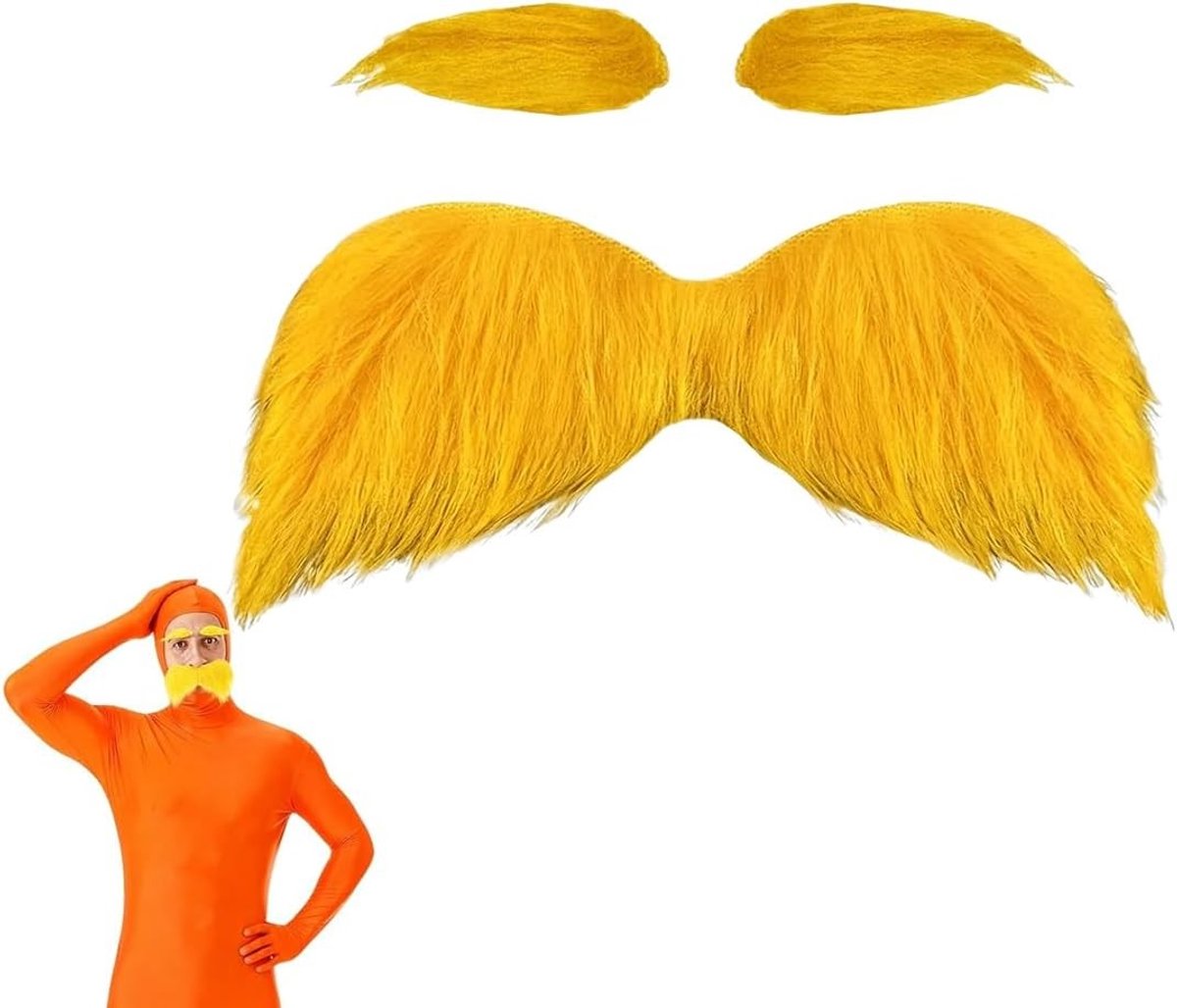 Dichte wenkbrauw- en baardset voor uniseks, perfect voor carnaval en Halloween, grappige kostuumaccessoires