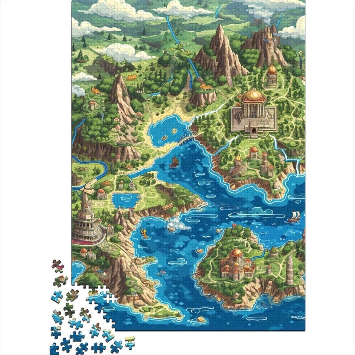 Puzzel 1000 stukjes - Doolhofpuzzel - Ontspanning thuis - Unieke stukvormen - 75 x 50 cm - Kleurrijk