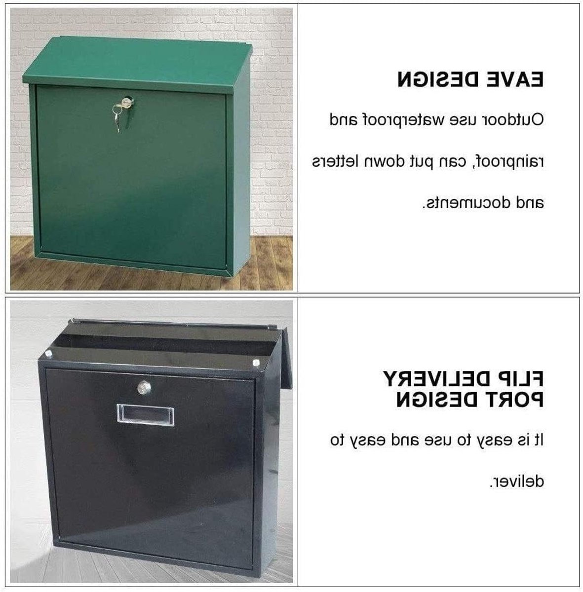 Wandbrievenbus Pakketbrievenbus - Brievenpost Ontvanger - Post Veilig Opslaan - Schuine Regenscherm Hoek - 14.2x4.5x14.2 Inch - Wit
