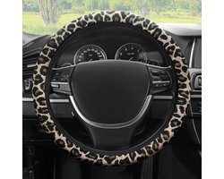 SnelShoppen - Universele 15 Inch Stuurwielhoes - Ademend en Comfortabel - Leopard Print - Zwart - Voor Auto Accessoires - Beter Grip en Bescherming