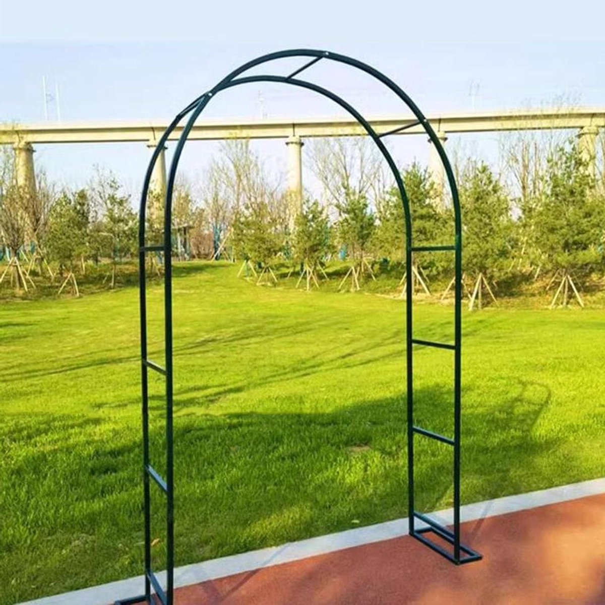 Metalen Rozenboog - Tuinboog Trellis - Klimplanten Ondersteunen - Verwijderbare Basis - 1.2m Hoog - Zwart