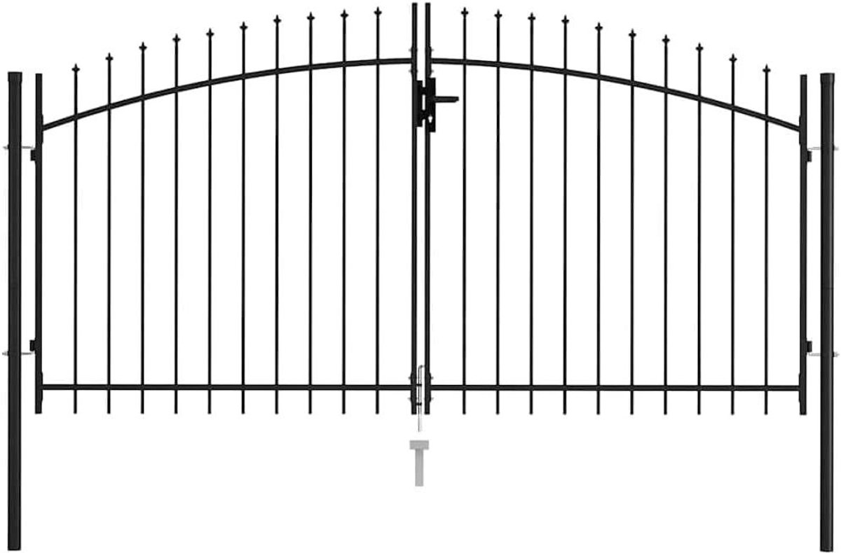 Dubbele Tuinpoort - Hekwerk Poort - Perceel Afscheiden - Gepoedercoat Staal - 299.5 x 199.5 cm - Zwart