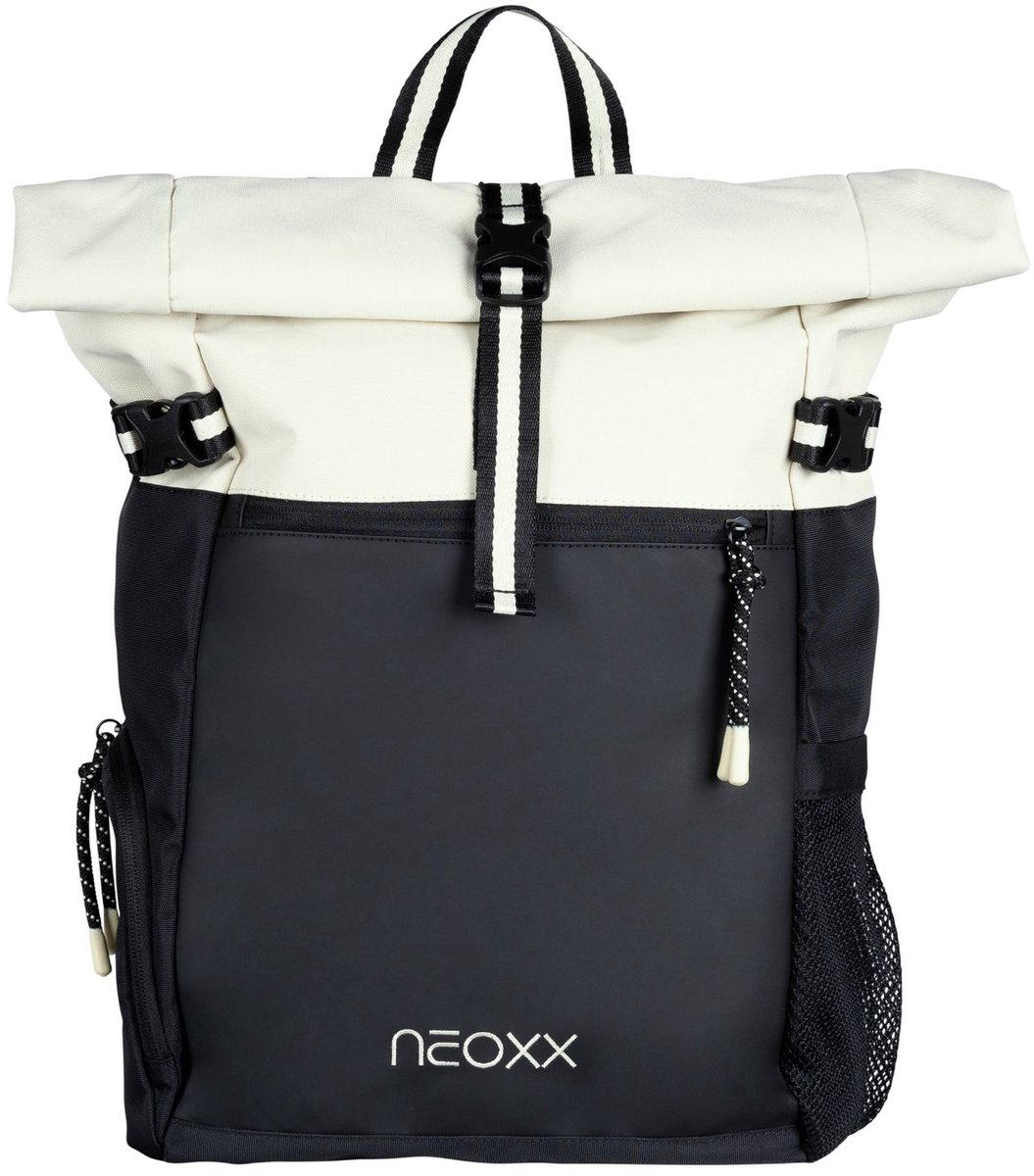 neoxx vrijetijdsrugzak rugzak met laptopvak Iconic Rolltop Backpack 19L Desert zwart crème