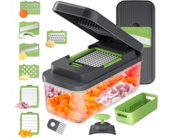 Ibergrif M524-7 Vegetable Chopper Slicer Multifunctional, Containers Microwave Safe, BPA Free, Dishwasher Safe, 7-in-1 Food Potato Onion Chopper, Salad Cutter Dicer for Vegetables