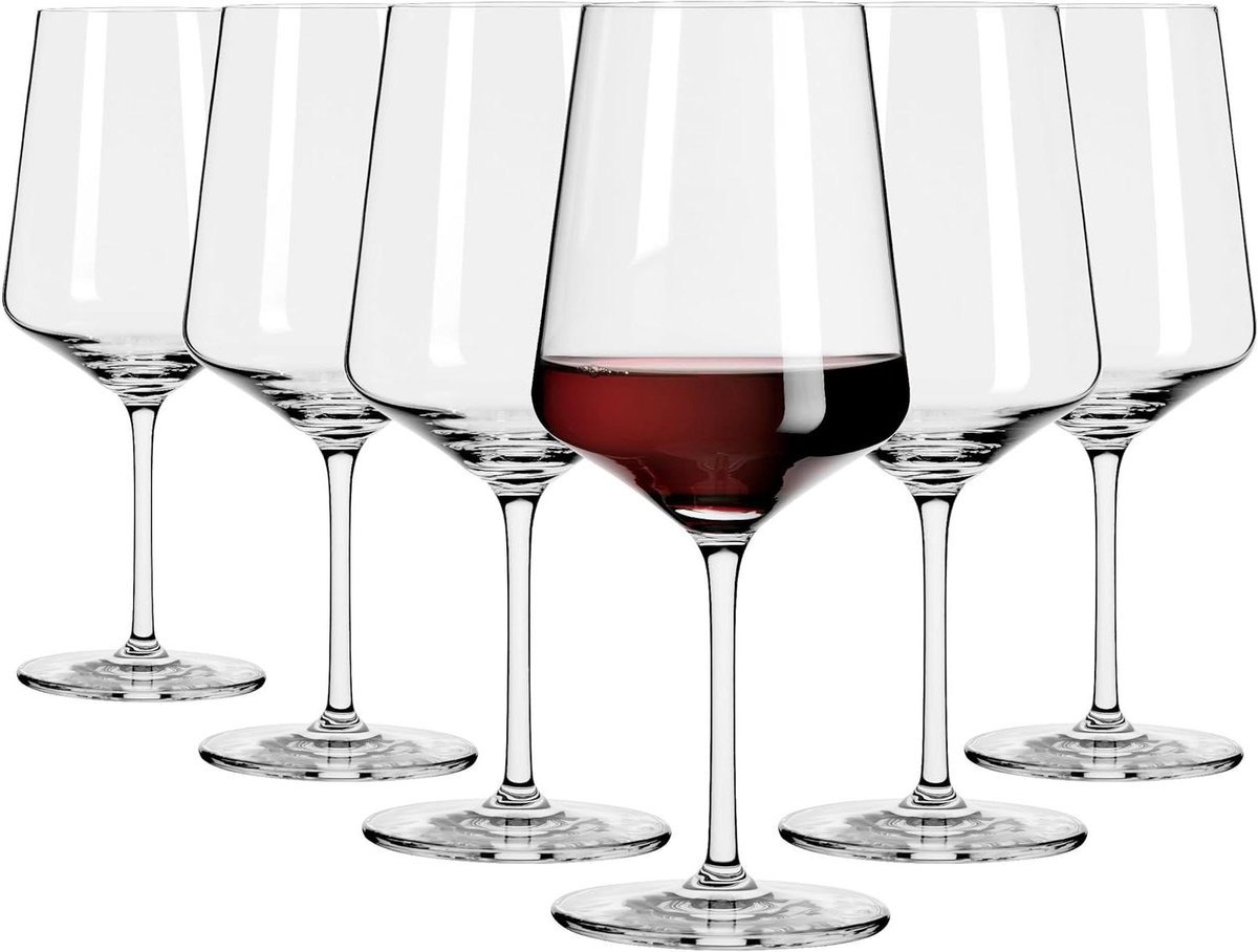 Rode wijnglazen - Kristal glazen - Wijn proeven - Set van zes - 500 ml - Transparant